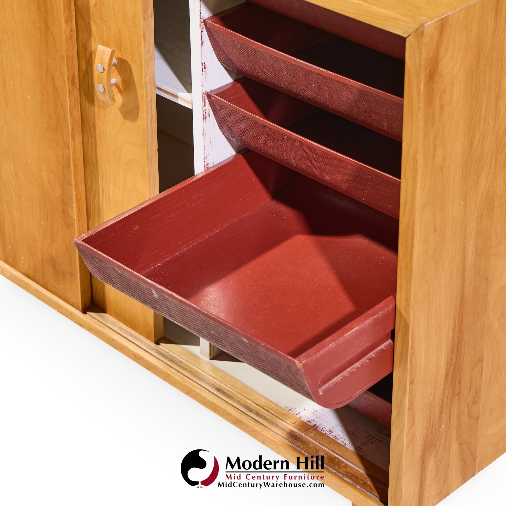 Stanley Young for Glenn of California Mid Century Walnut Sliding Door Credenza