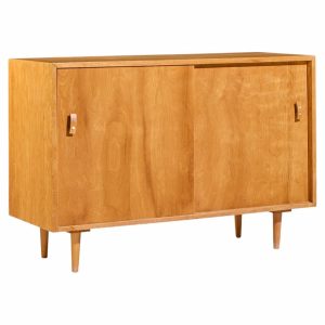 Stanley Young for Glenn of California Mid Century Walnut Sliding Door Credenza