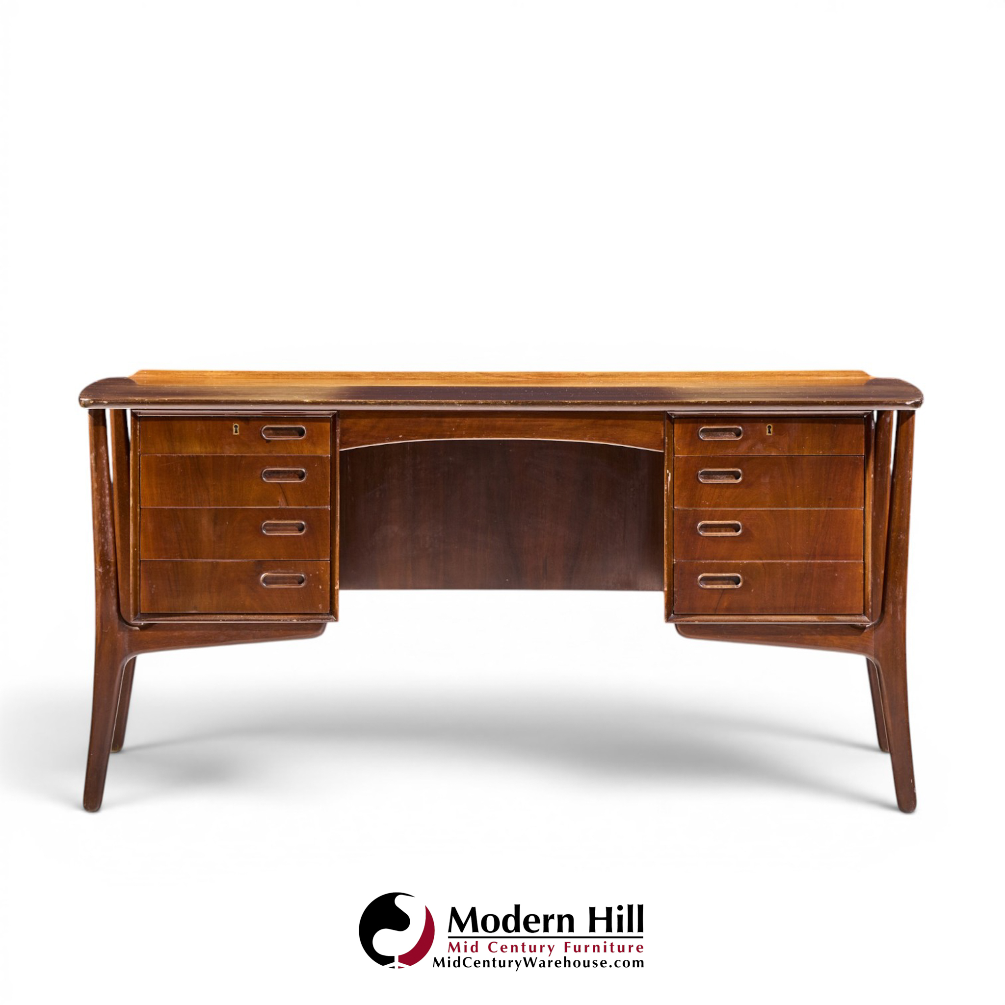Svend Madsen Mid Century Danish Teak Curved Desk