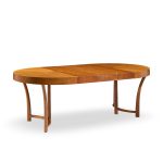 T.h. Robsjohn Gibbings for Widdicomb Mid Century Walnut Expanding Dining Table with 3 Leaves