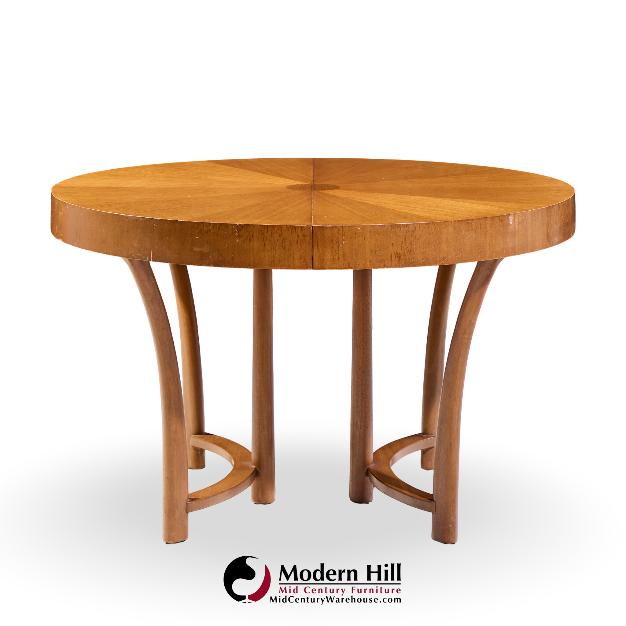 T.h. Robsjohn Gibbings for Widdicomb Mid Century Walnut Expanding Dining Table with 3 Leaves