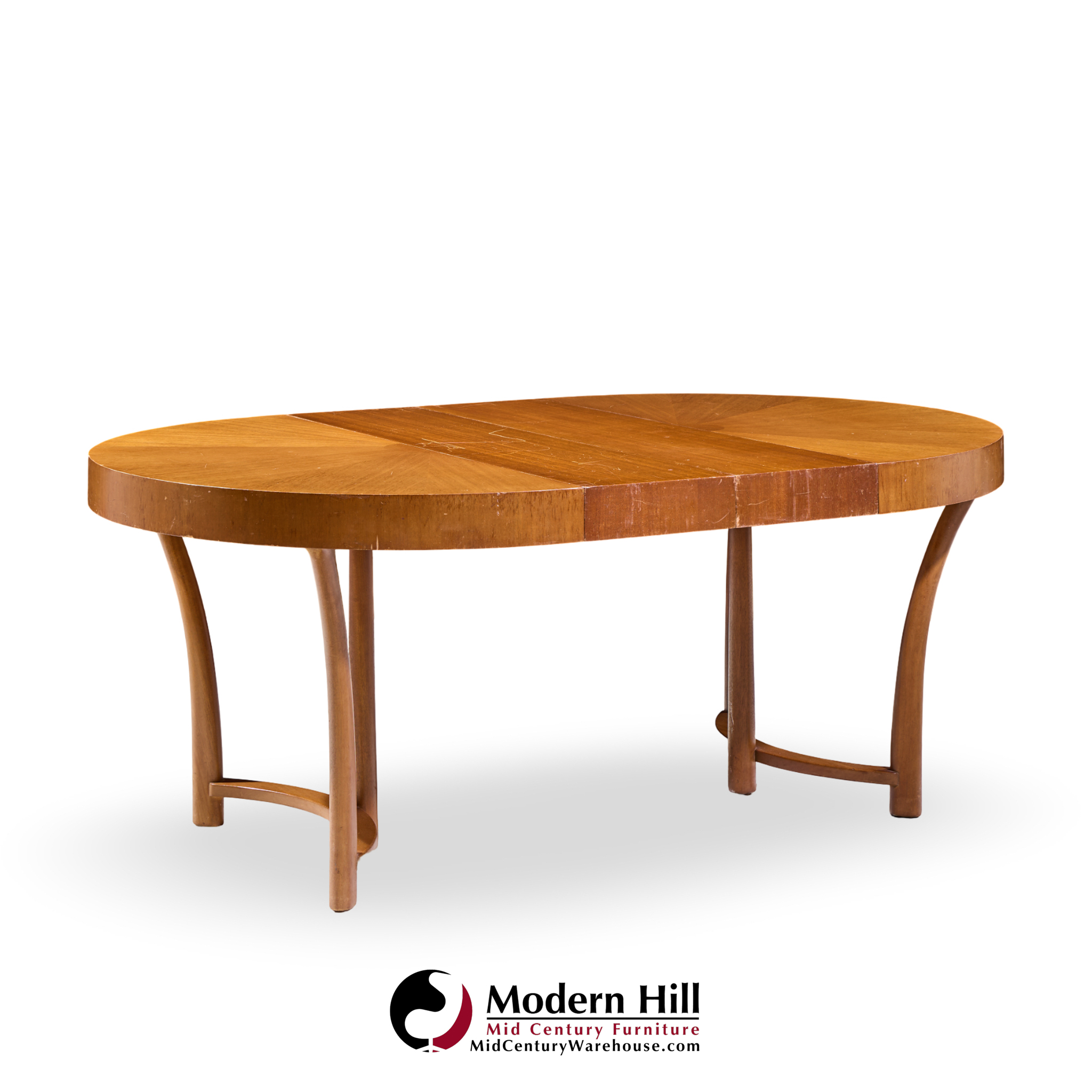 T.h. Robsjohn Gibbings for Widdicomb Mid Century Walnut Expanding Dining Table with 3 Leaves