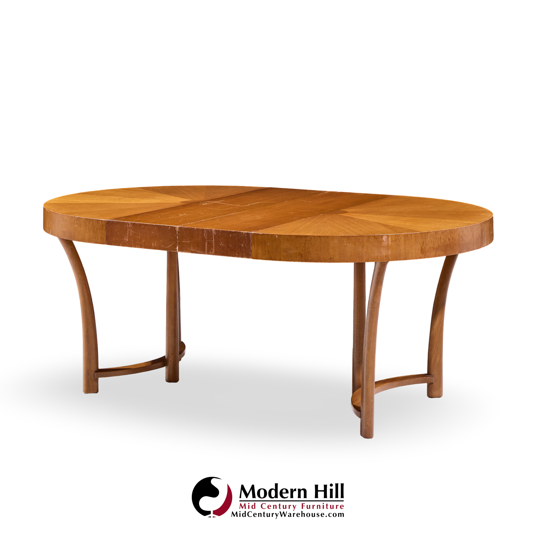 T.h. Robsjohn Gibbings for Widdicomb Mid Century Walnut Expanding Dining Table with 3 Leaves