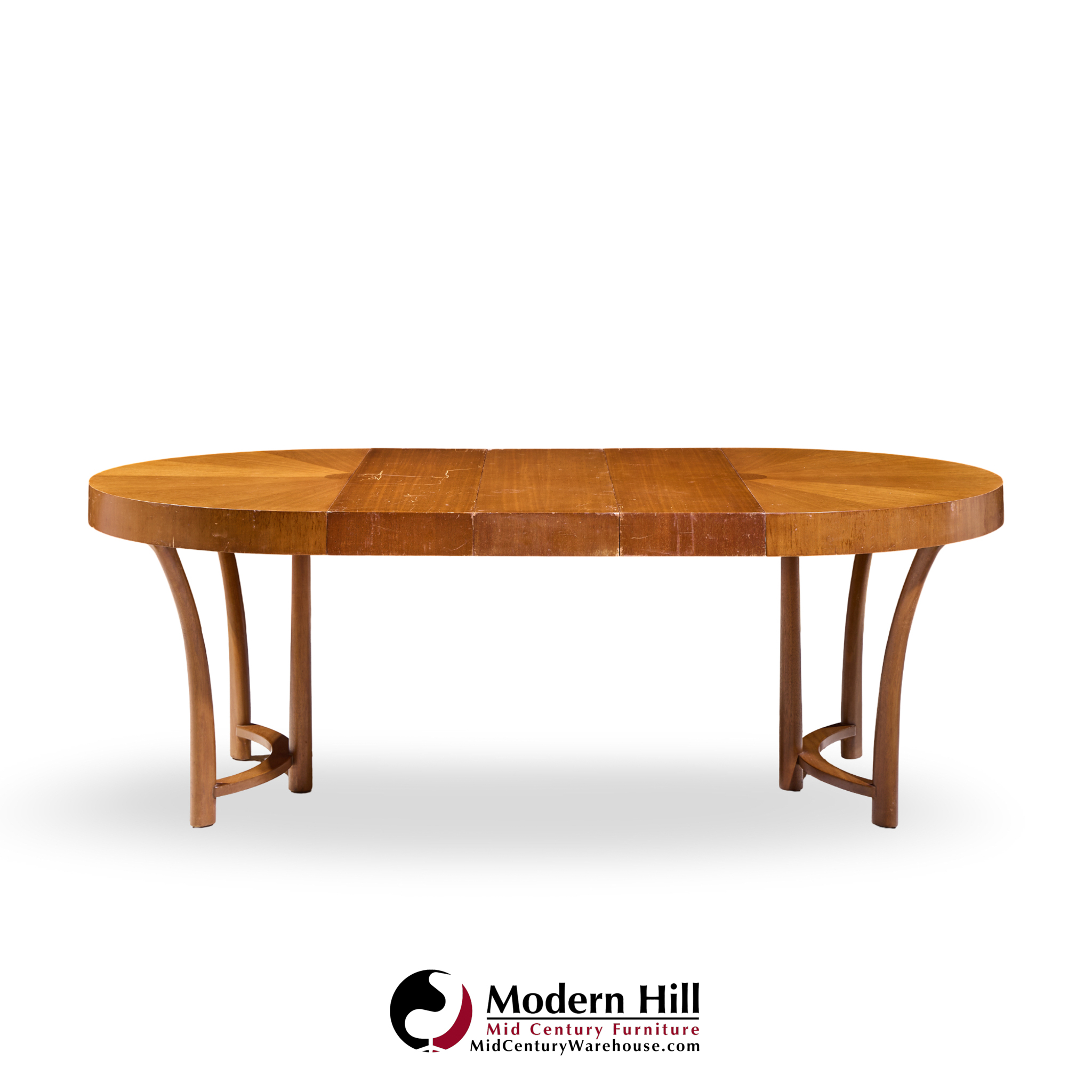 T.h. Robsjohn Gibbings for Widdicomb Mid Century Walnut Expanding Dining Table with 3 Leaves