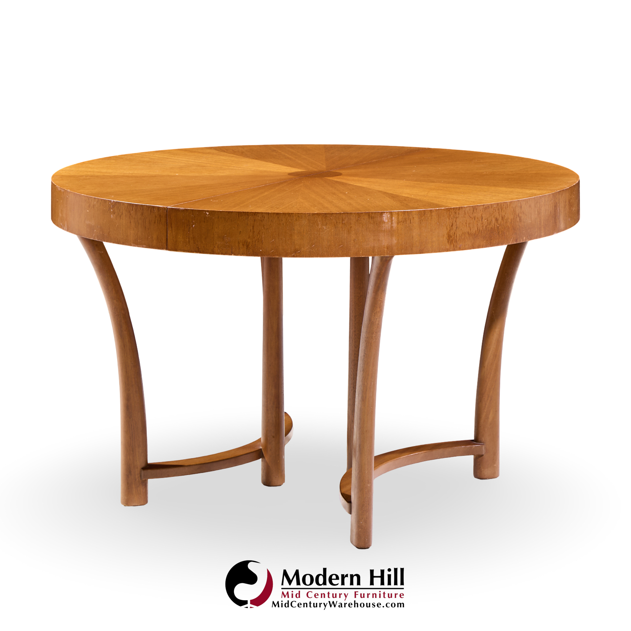 T.h. Robsjohn Gibbings for Widdicomb Mid Century Walnut Expanding Dining Table with 3 Leaves