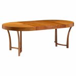 t.h. robsjohn gibbings for widdicomb mid century walnut expanding dining table with 3 leaves