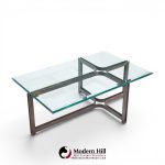 Tom Lopinski for Dunbar Mid Century Bronze, Rosewood and Glass Coffee Table