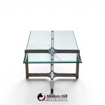 Tom Lopinski for Dunbar Mid Century Bronze, Rosewood and Glass Coffee Table