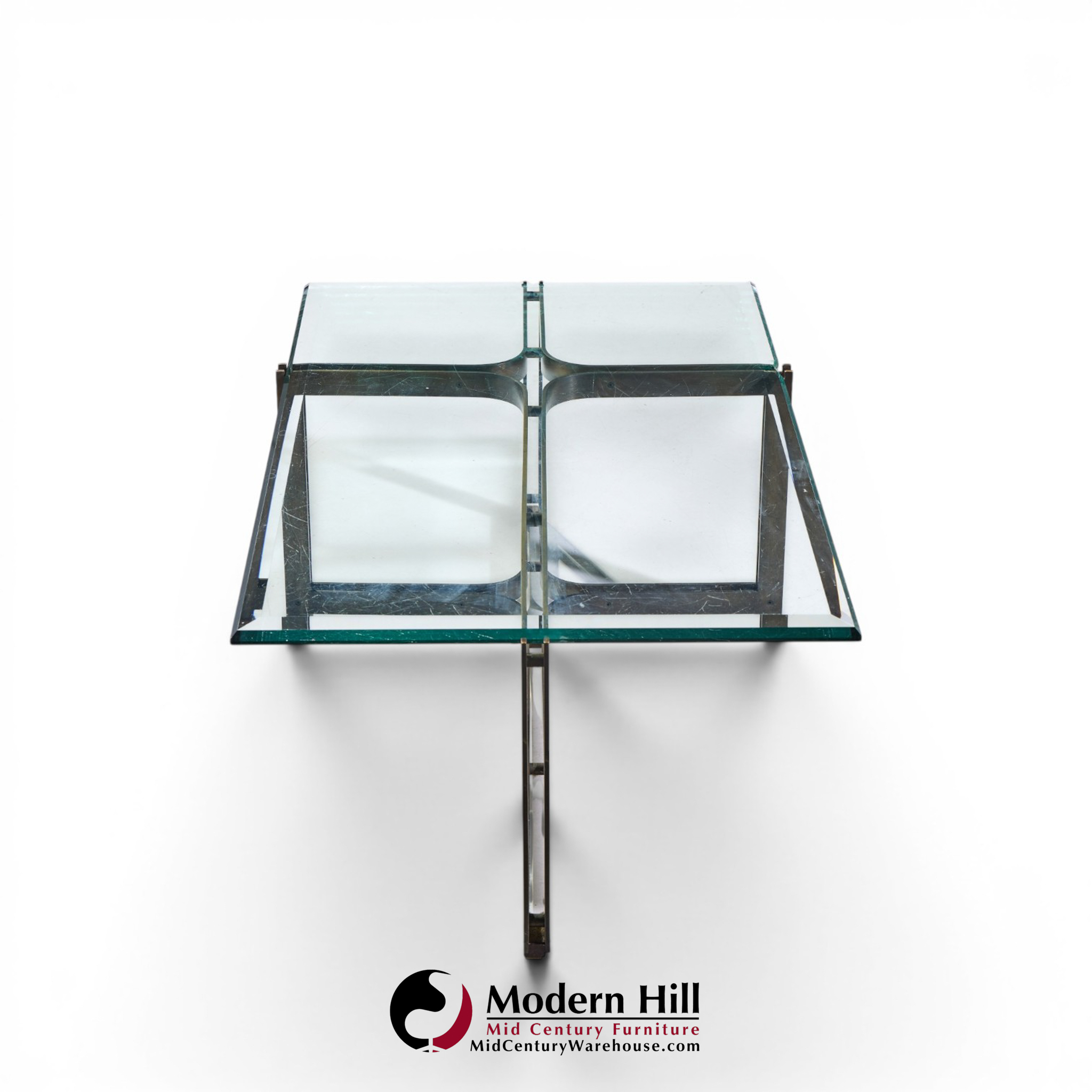 Tom Lopinski for Dunbar Mid Century Bronze, Rosewood and Glass Coffee Table