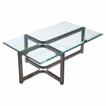 Tom Lopinski for Dunbar Mid Century Bronze, Rosewood and Glass Coffee Table