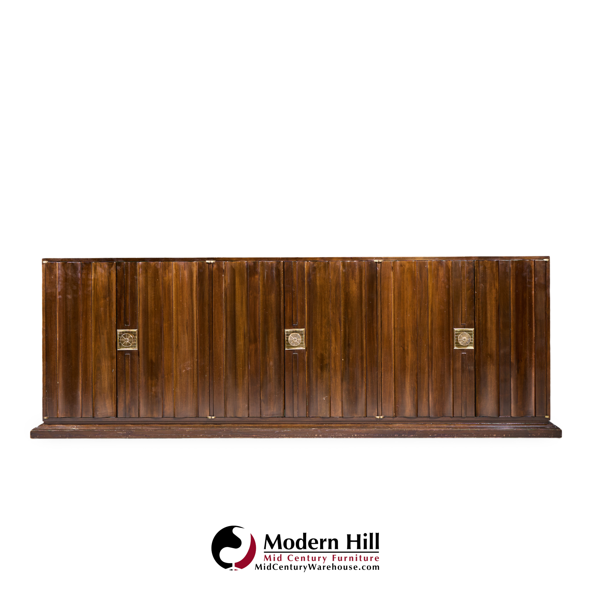 tommi parzinger for parzinger originals mid century walnut and brass credenza