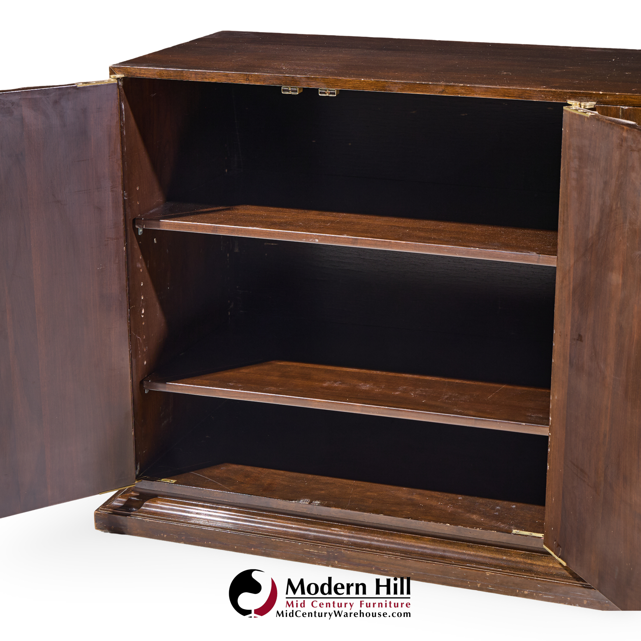 tommi parzinger for parzinger originals mid century walnut and brass credenza