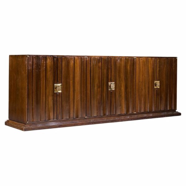 Tommi Parzinger for Parzinger Originals Mid Century Walnut and Brass Credenza