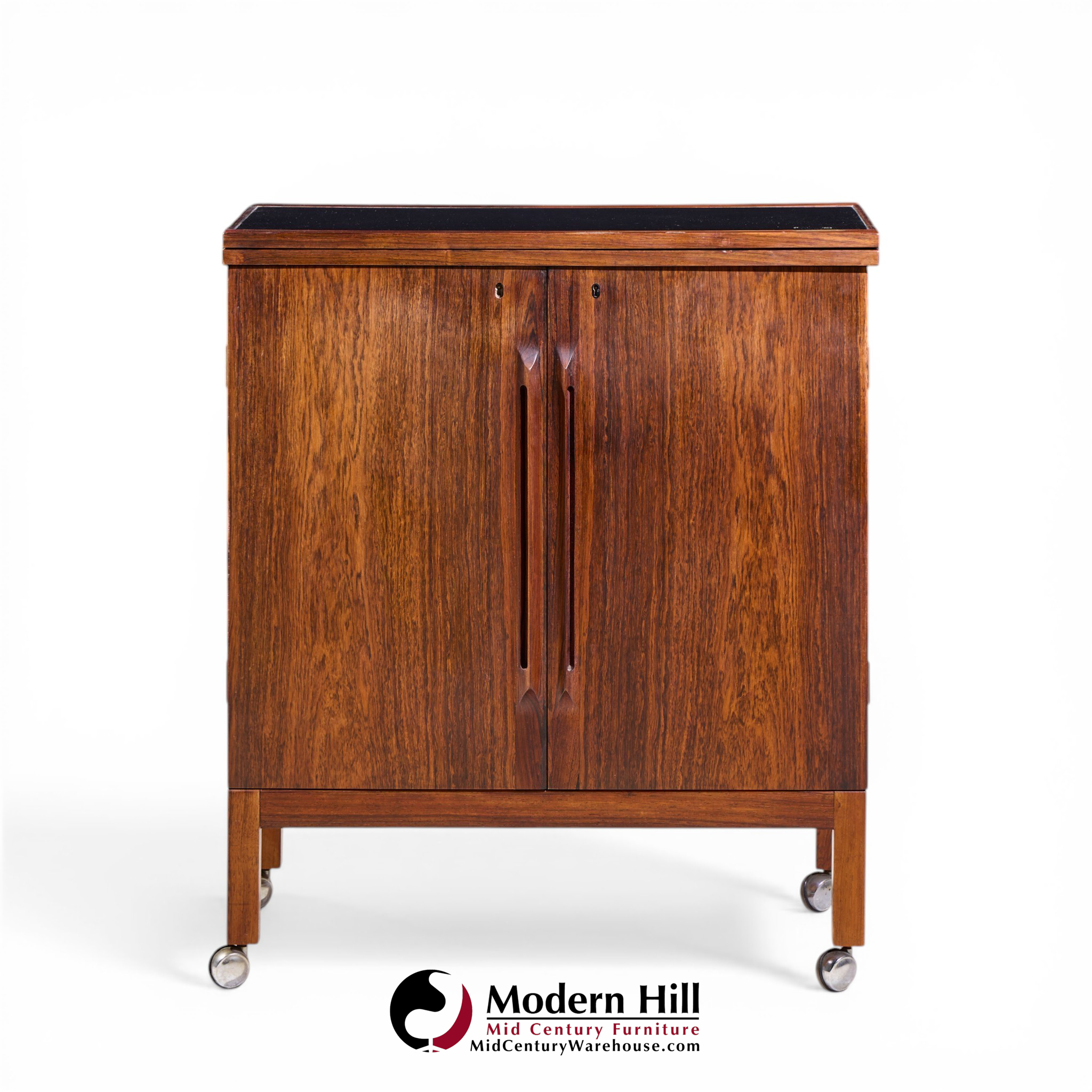 Torbjørn Afdal for Bruksbo Mid Century Danish Rosewood Expanding Bar Cart