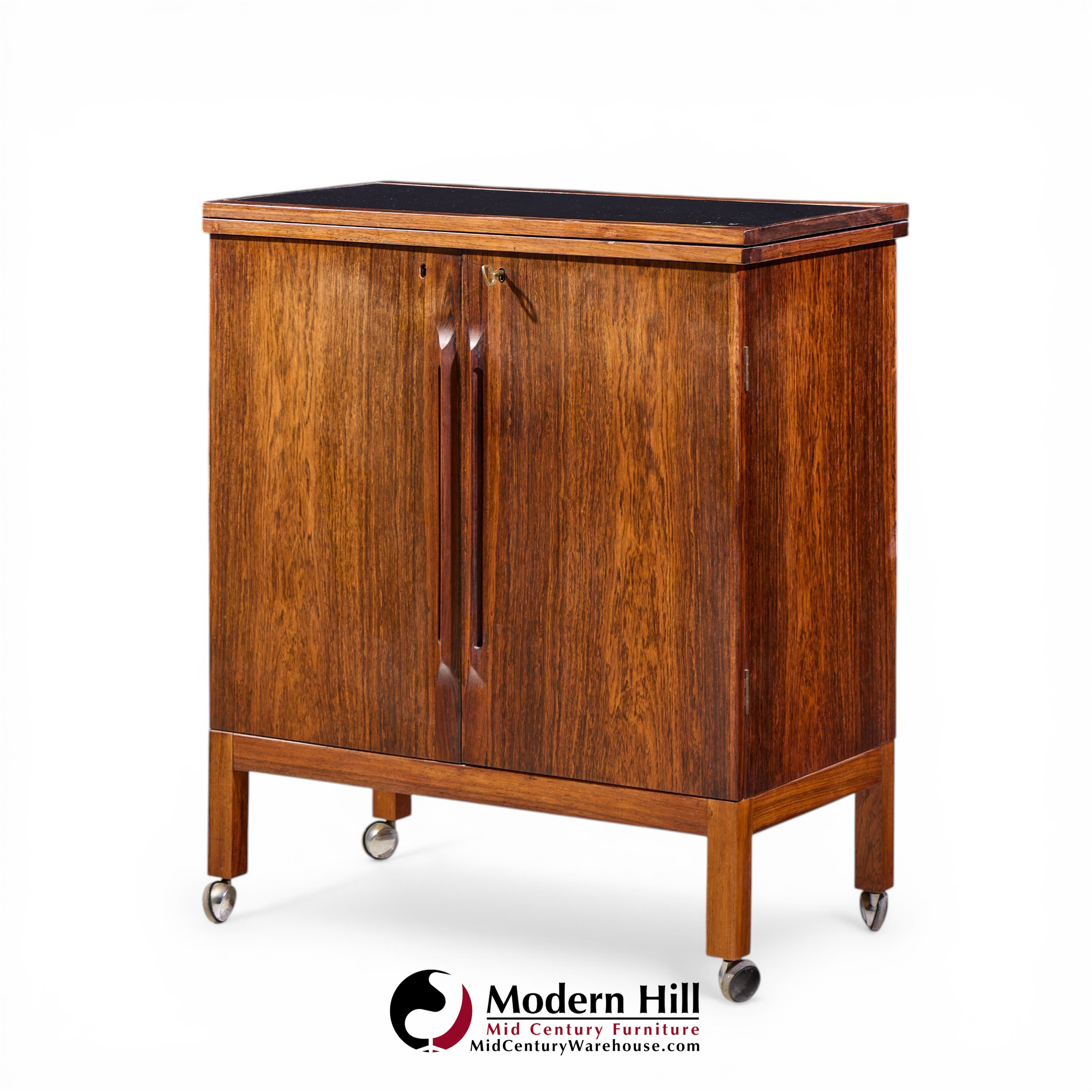 Torbjørn Afdal for Bruksbo Mid Century Danish Rosewood Expanding Bar Cart