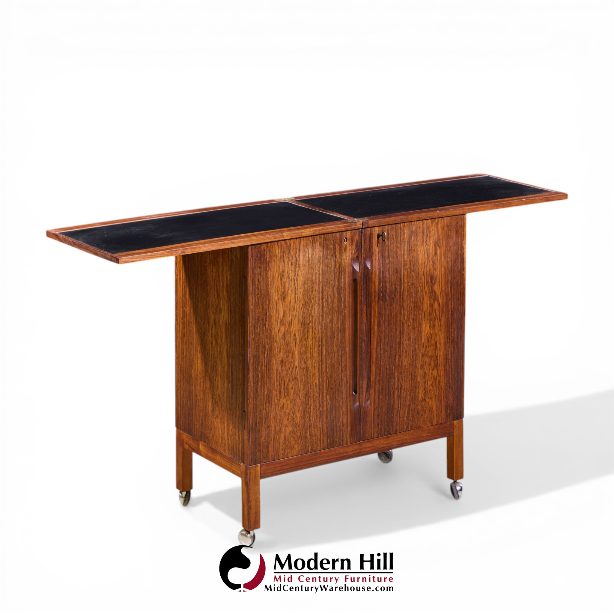 Torbjørn Afdal for Bruksbo Mid Century Danish Rosewood Expanding Bar Cart