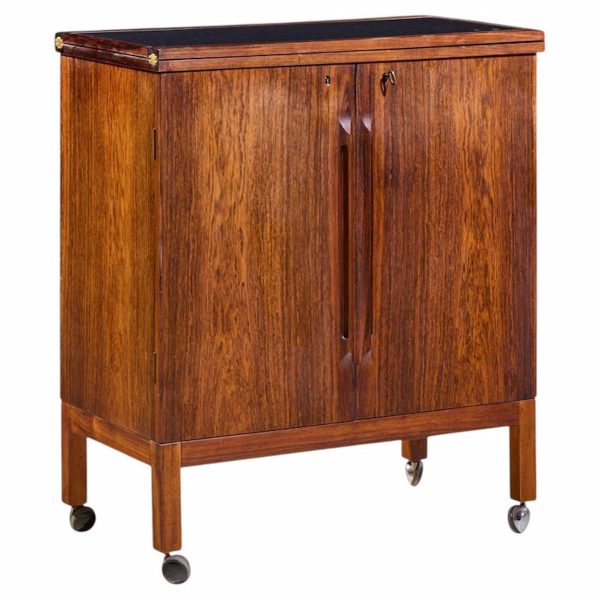 Torbjørn Afdal for Bruksbo Mid Century Danish Rosewood Expanding Bar Cart