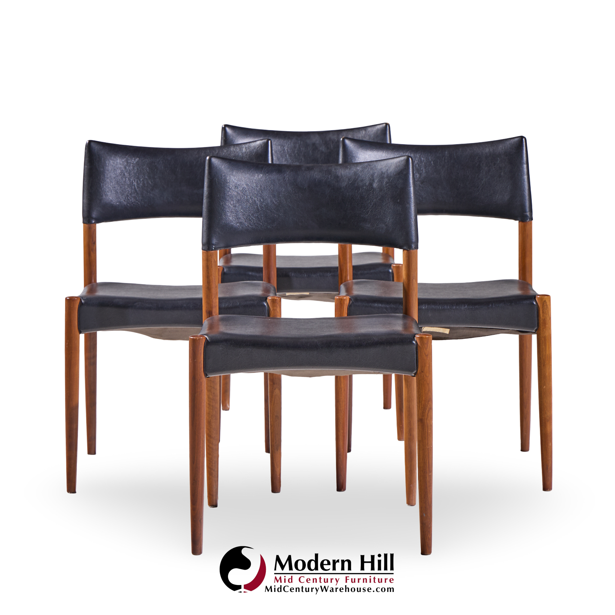 villy schou andersen mid century danish teak dining chairs - set of 4