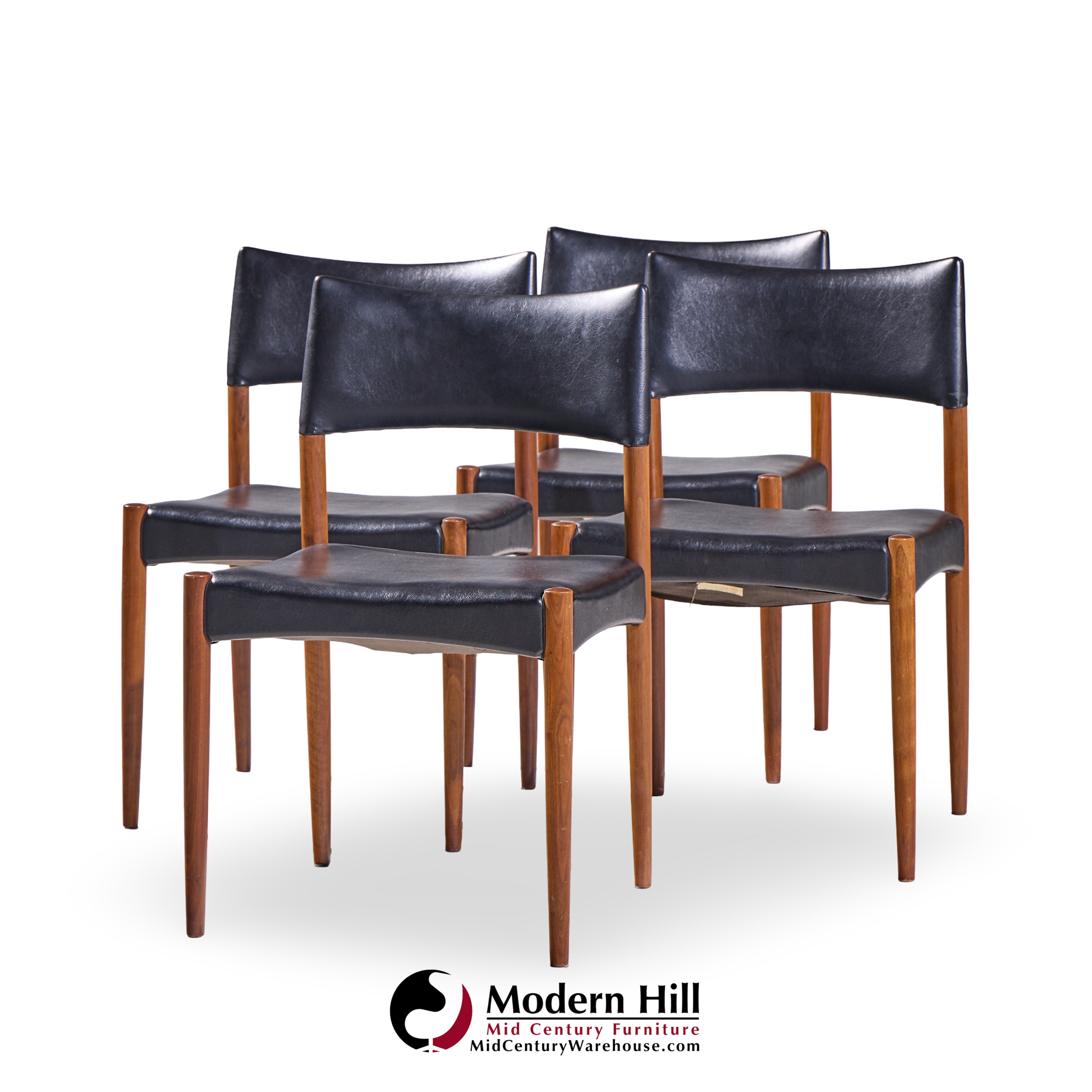 villy schou andersen mid century danish teak dining chairs - set of 4