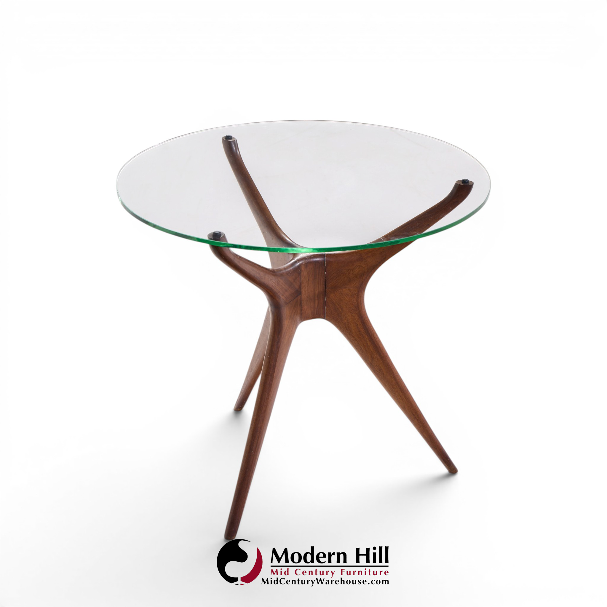 Vladimir Kagan for Dreyfuss Mid Century Walnut Tri-symmetric Sculptural Side Tables - Pair