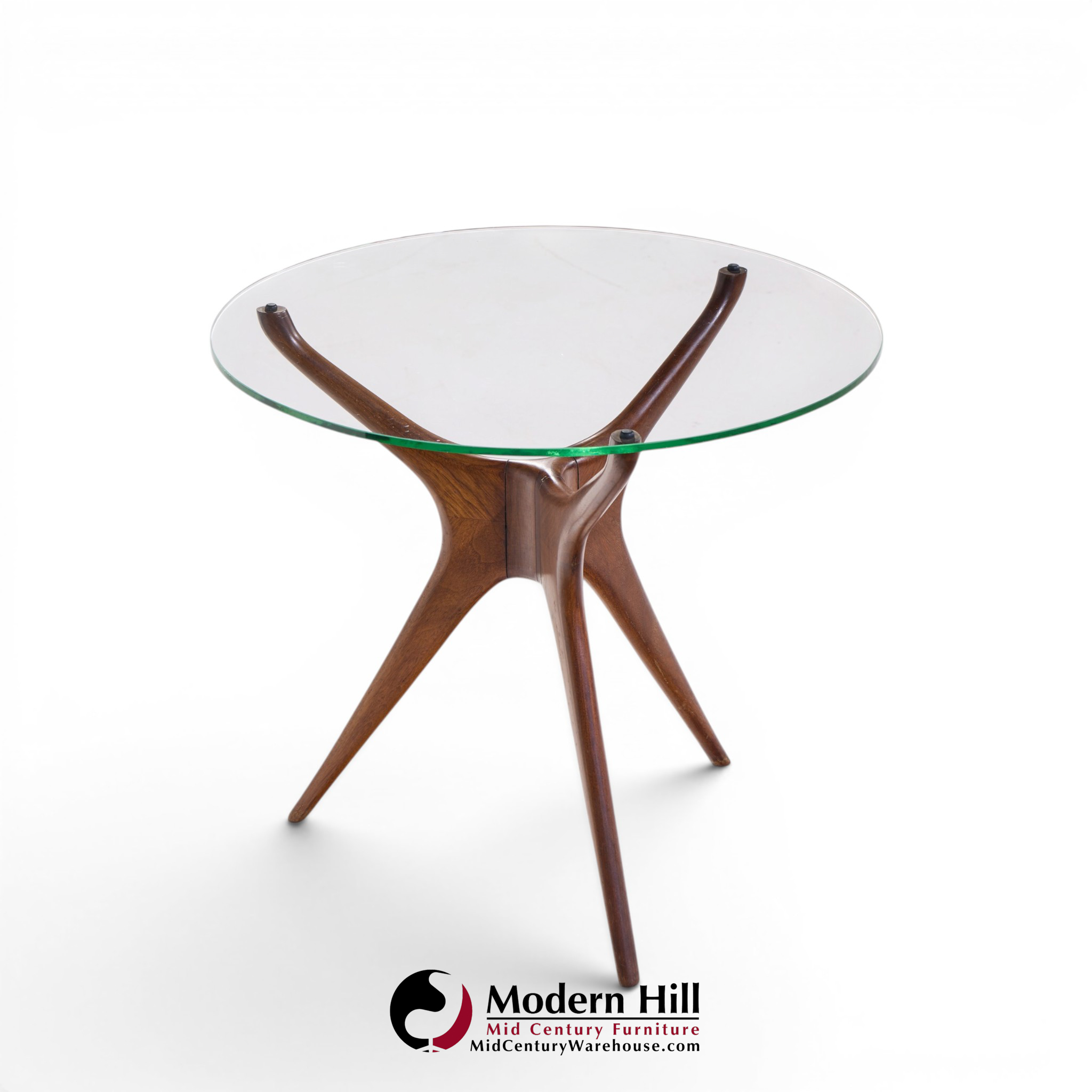 Vladimir Kagan for Dreyfuss Mid Century Walnut Tri-symmetric Sculptural Side Tables - Pair