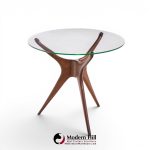 Vladimir Kagan for Dreyfuss Mid Century Walnut Tri-symmetric Sculptural Side Tables - Pair