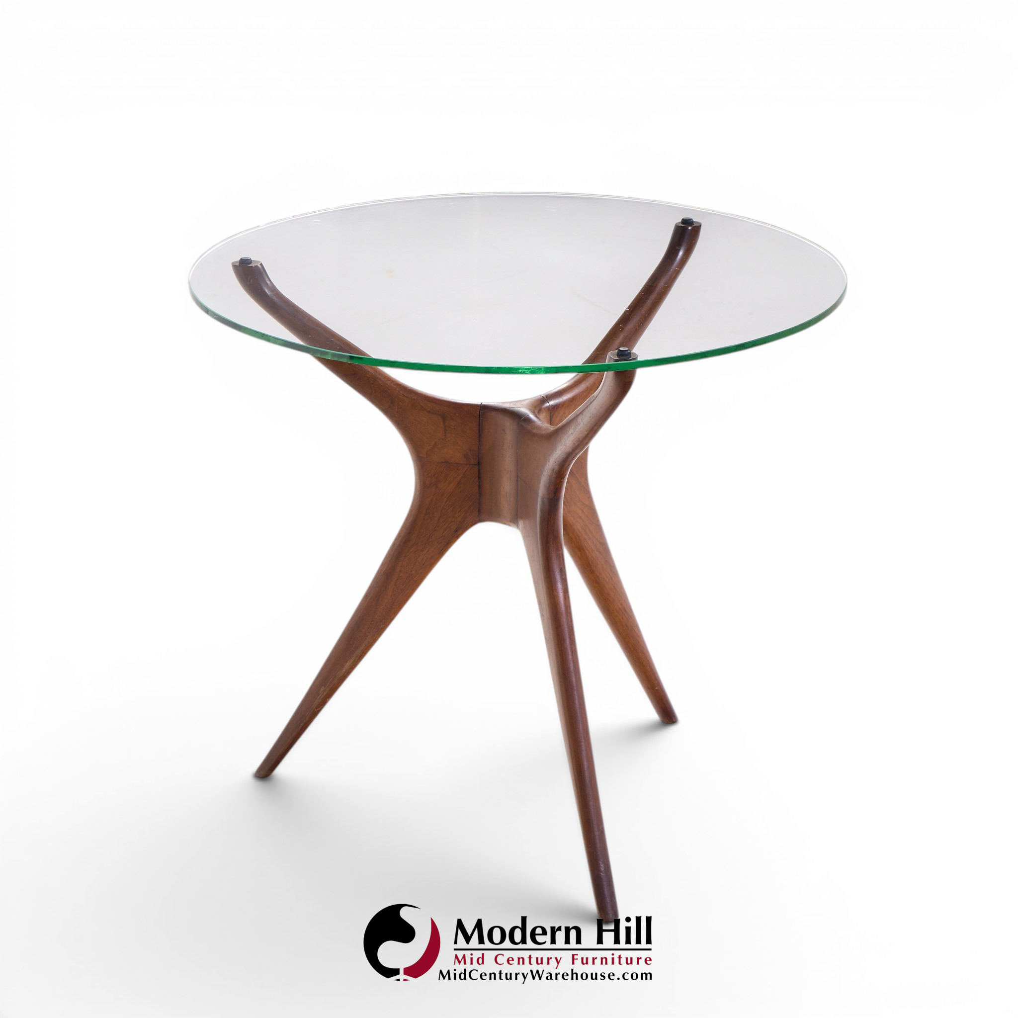 Vladimir Kagan for Dreyfuss Mid Century Walnut Tri-symmetric Sculptural Side Tables - Pair