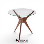 Vladimir Kagan for Dreyfuss Mid Century Walnut Tri-symmetric Sculptural Side Tables - Pair