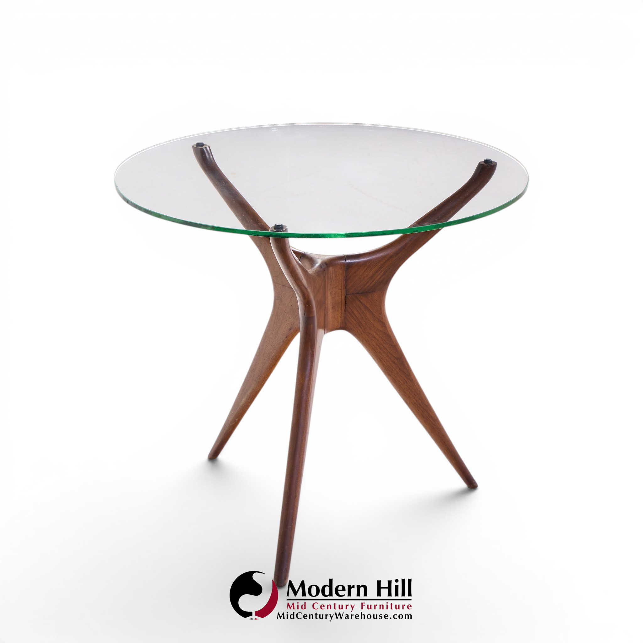 Vladimir Kagan for Dreyfuss Mid Century Walnut Tri-symmetric Sculptural Side Tables - Pair