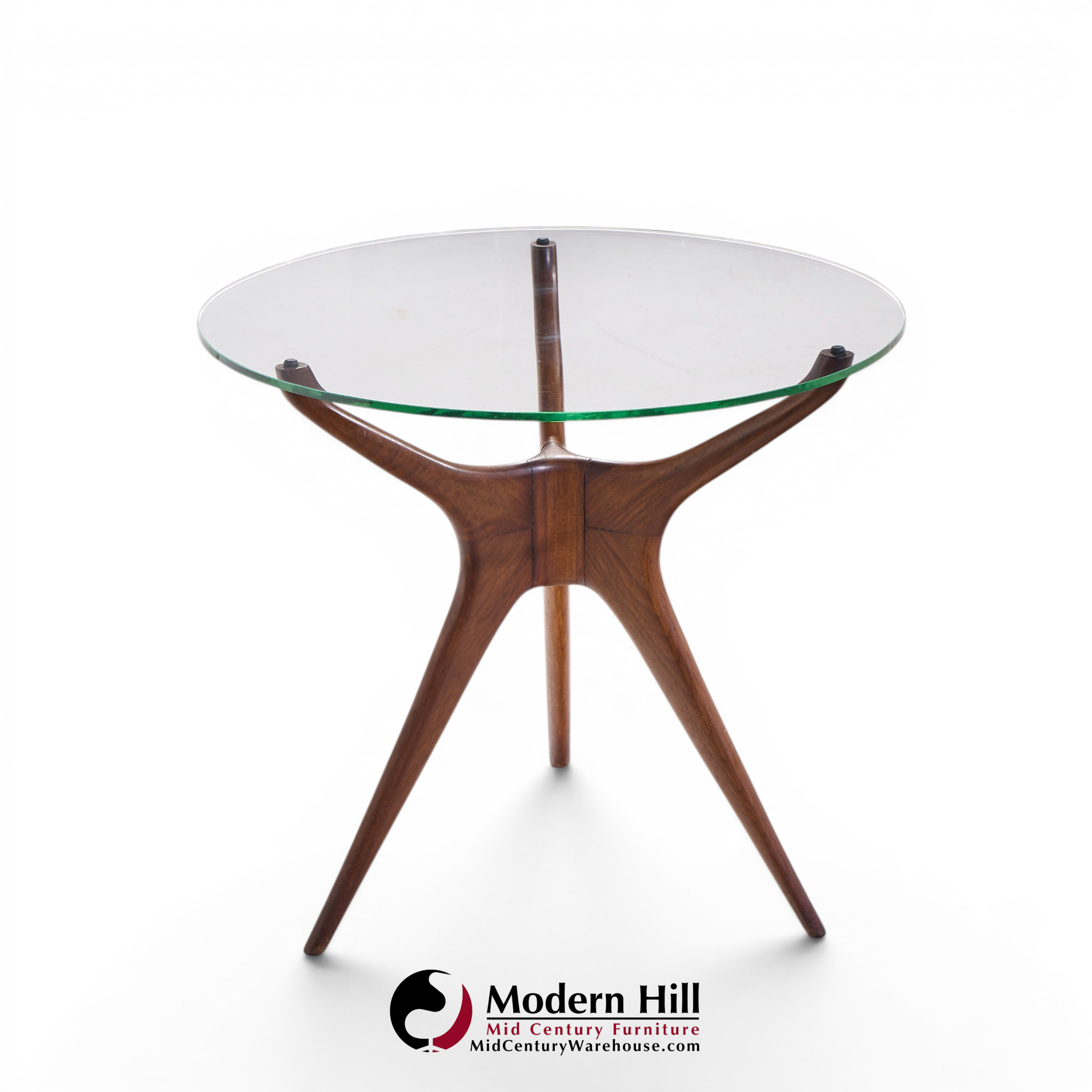 Vladimir Kagan for Dreyfuss Mid Century Walnut Tri-symmetric Sculptural Side Tables - Pair