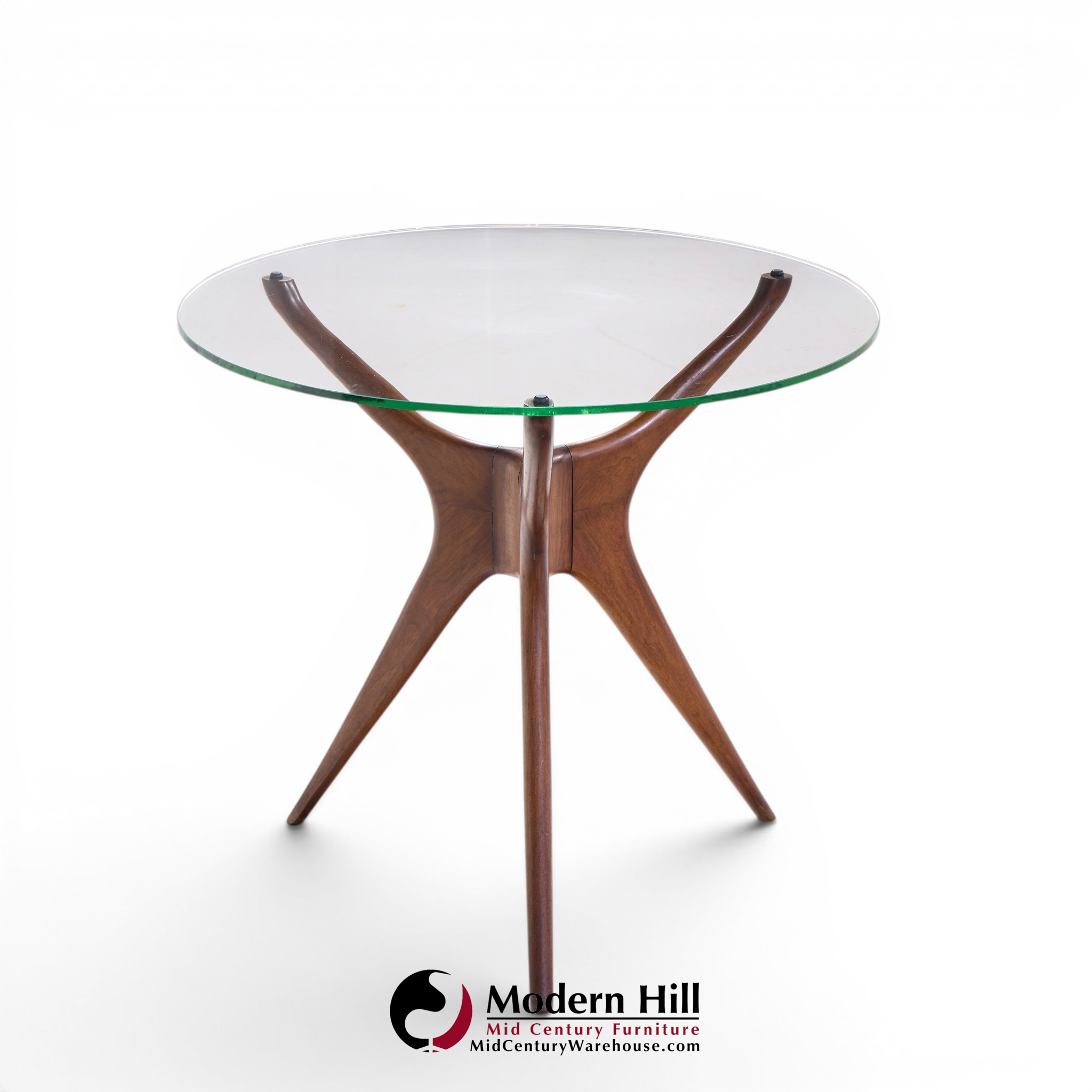 Vladimir Kagan for Dreyfuss Mid Century Walnut Tri-symmetric Sculptural Side Tables - Pair