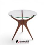 Vladimir Kagan for Dreyfuss Mid Century Walnut Tri-symmetric Sculptural Side Tables - Pair
