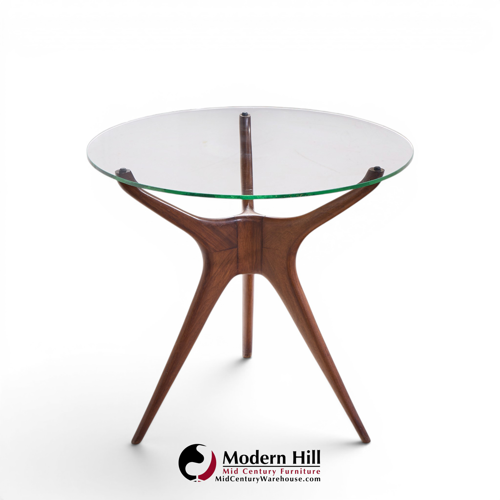 Vladimir Kagan for Dreyfuss Mid Century Walnut Tri-symmetric Sculptural Side Tables - Pair