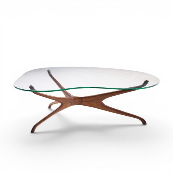 Vladimir Kagan for Dreyfuss Mid Century Walnut Tri-symmetric Coffee Table