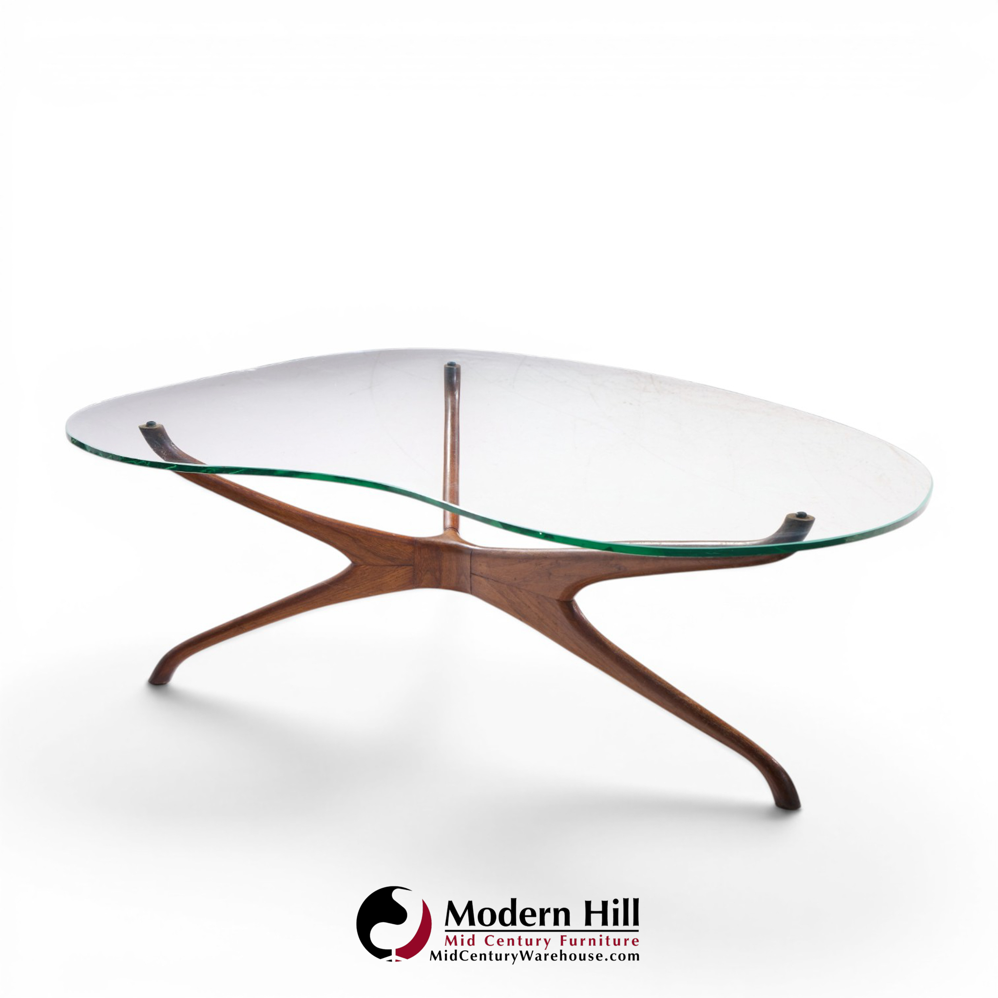 Vladimir Kagan for Dreyfuss Mid Century Walnut Tri-symmetric Coffee Table