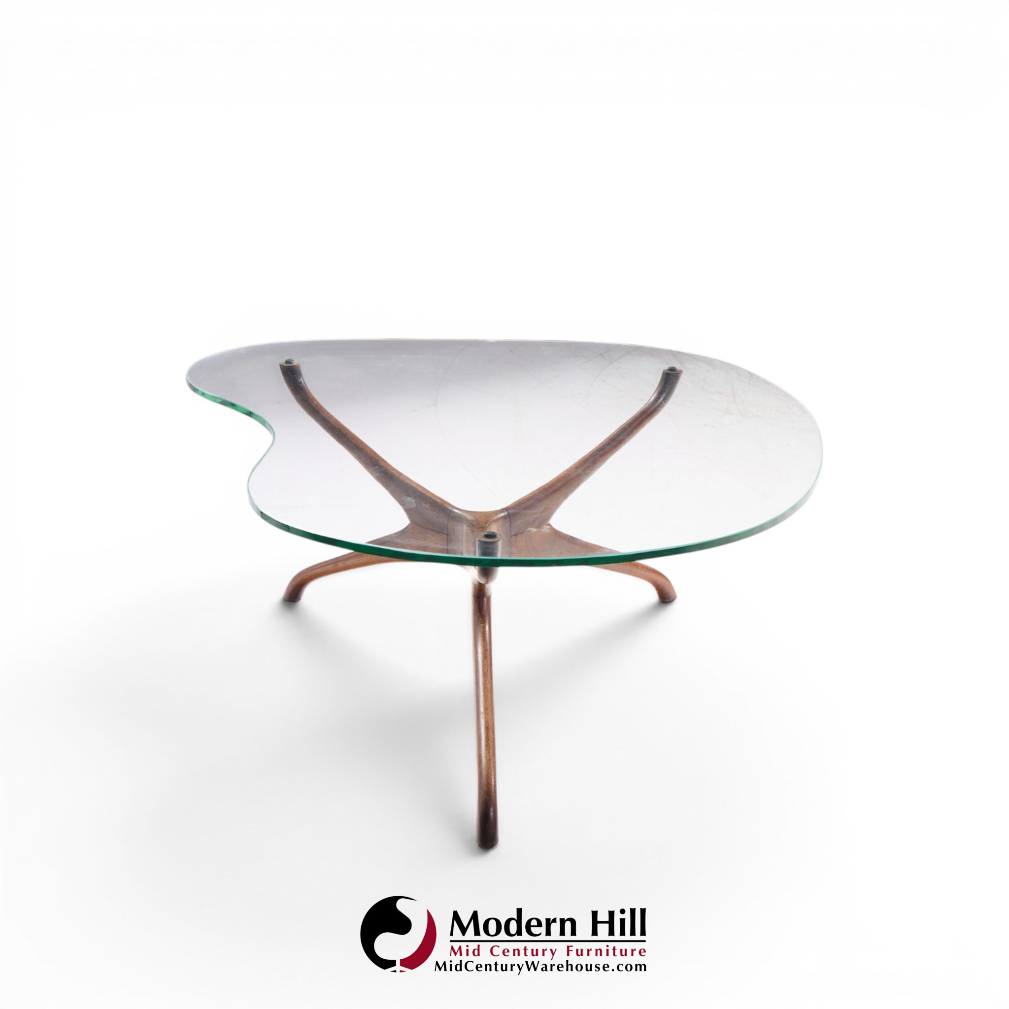 Vladimir Kagan for Dreyfuss Mid Century Walnut Tri-symmetric Coffee Table