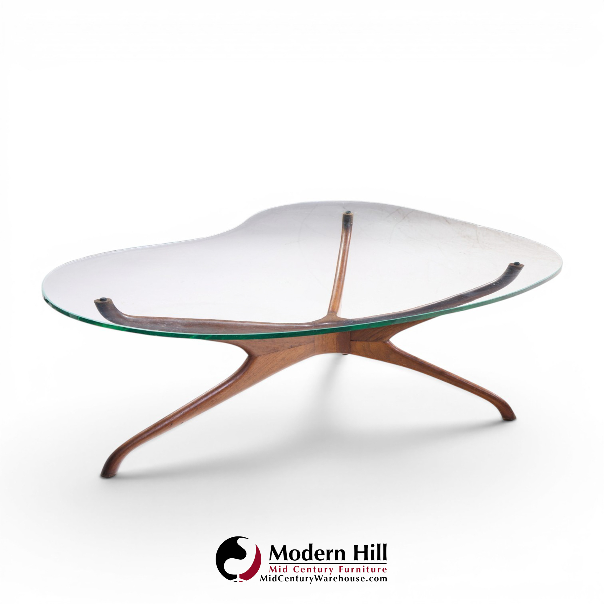 Vladimir Kagan for Dreyfuss Mid Century Walnut Tri-symmetric Coffee Table