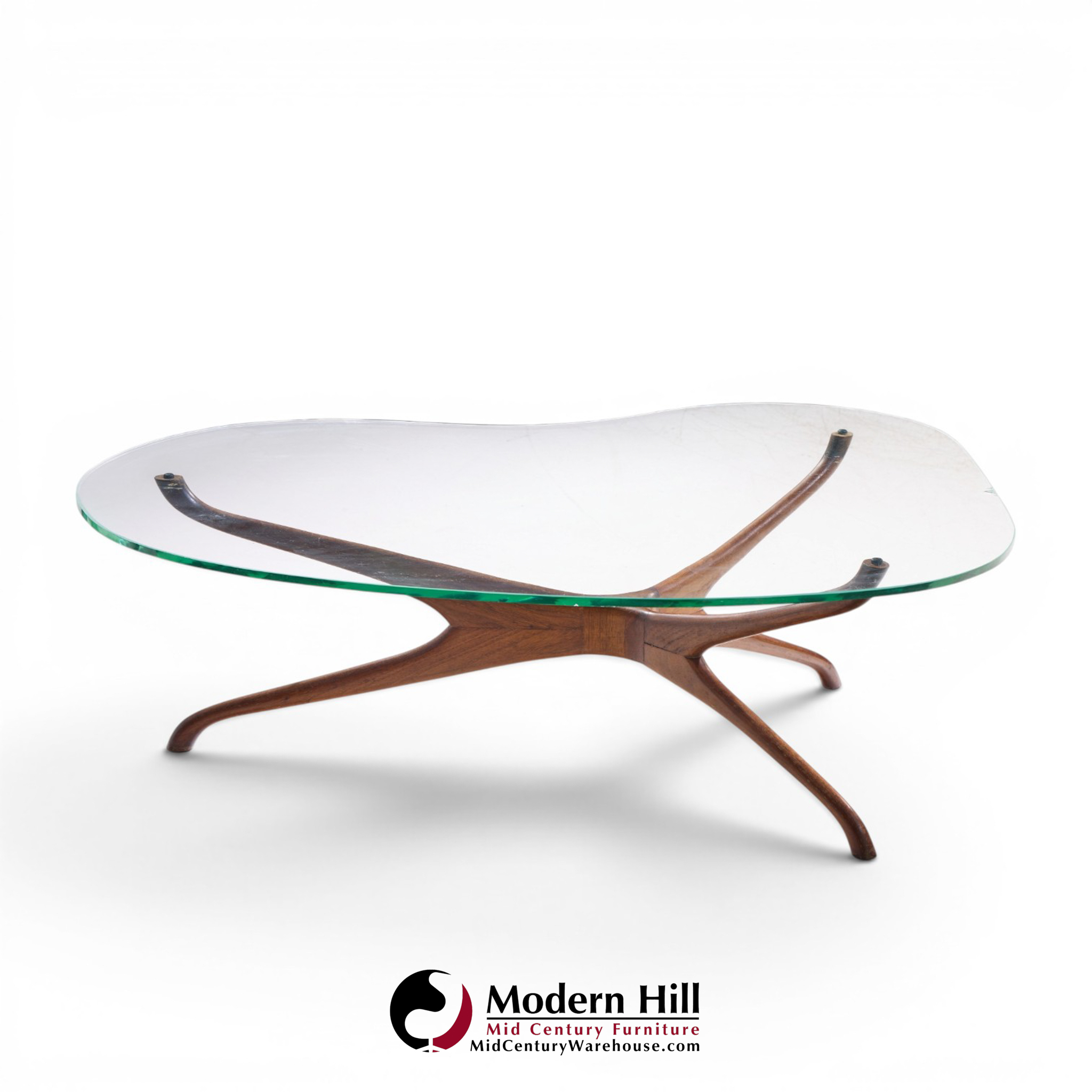Vladimir Kagan for Dreyfuss Mid Century Walnut Tri-symmetric Coffee Table