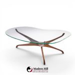 Vladimir Kagan for Dreyfuss Mid Century Walnut Tri-symmetric Coffee Table