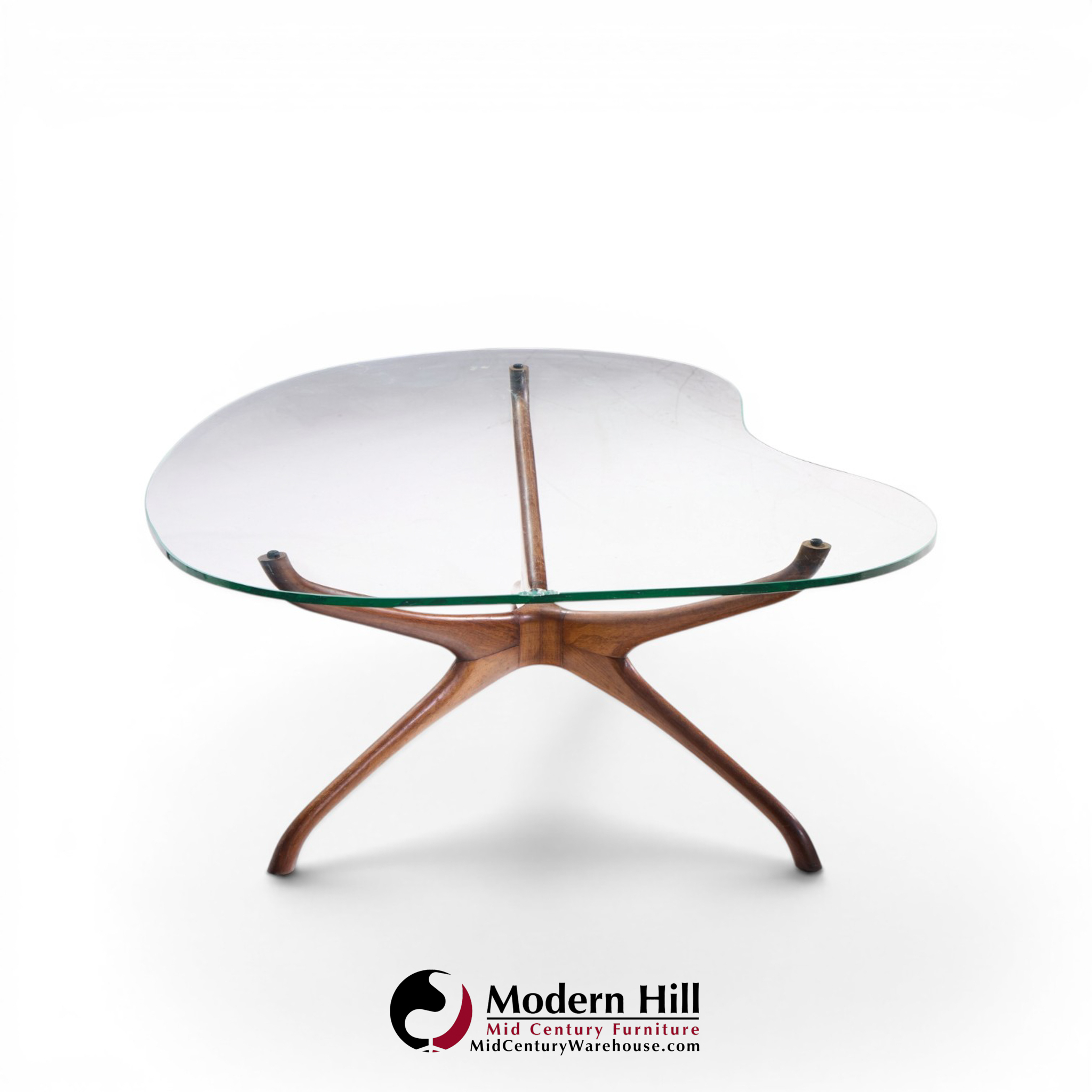 Vladimir Kagan for Dreyfuss Mid Century Walnut Tri-symmetric Coffee Table