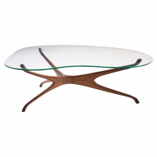 Vladimir Kagan for Dreyfuss Mid Century Walnut Tri-symmetric Coffee Table