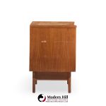 young manufacturing mid century walnut curved front nightstands - pair