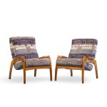 adrian pearsall for craft associates mid century walnut lounge chairs - pair