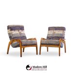 adrian pearsall for craft associates mid century walnut lounge chairs - pair
