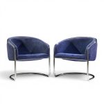 anton lorenz for thonet mid century chrome tub chairs - pair