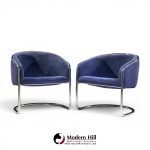 anton lorenz for thonet mid century chrome tub chairs - pair