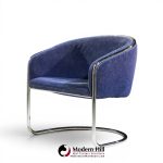 anton lorenz for thonet mid century chrome tub chairs - pair