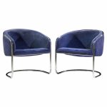 anton lorenz for thonet mid century chrome tub chairs - pair