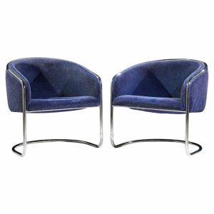 anton lorenz for thonet mid century chrome tub chairs - pair