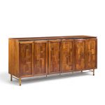 bert england mid century walnut and brass credenza